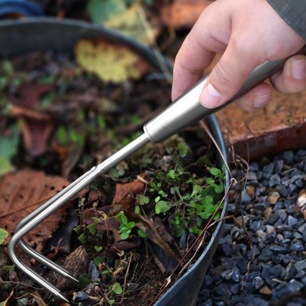 Gardening Tools Hoe - ステンレス鋼雑草抜き 2-7 歯マンガン鋼ハンドレーキガーデンツールアップグレード鋼爪庭鍬