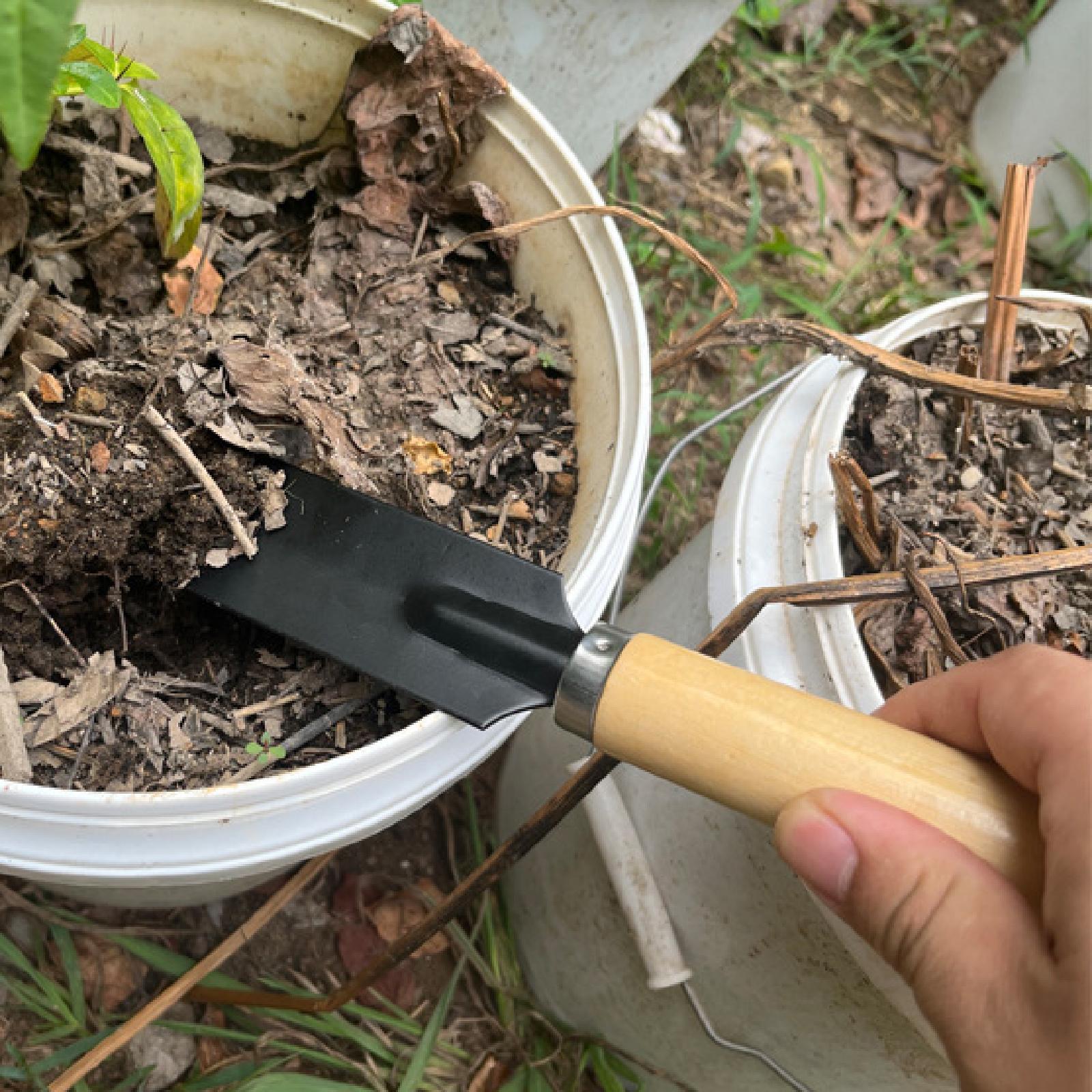 Gardening Tools Hand - 小型ガーデンスパデ掘削ツール木製ハンドル多機能ガーデニングツールハンドトロウェル