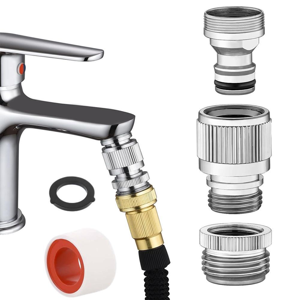 Gardening Tools Wholesale - 蛇口アダプターセット ガーデンホースとシャワー接続用 クイックコネクター ホースアダプター 洗面器フィッティング 庭の水やりツール