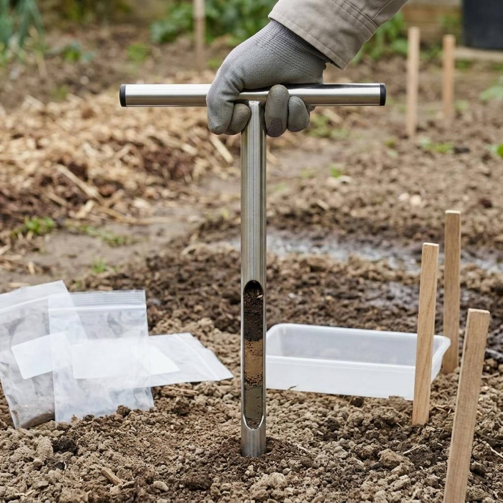 Gardening Tools Uses - ステンレス鋼土壌サンプラー 使いやすい T ハンドル土壌サンプラー ガーデンツール 長持ちする高耐久性