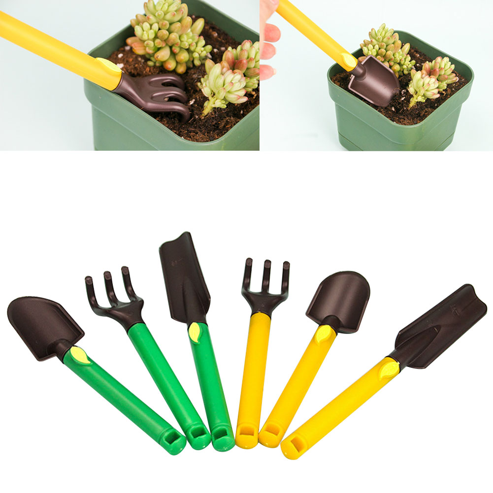 Gardening Tools For Toddlers - 3 個子供用ガーデニングツールキットプラスチック安全ガーデニングツール鍬熊手シャベルガーデニングツールプラスチック安全ミニかわいい耐久性