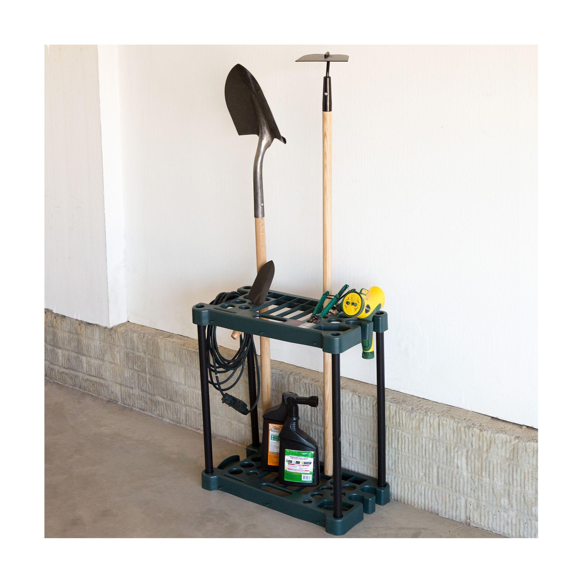 Gardening Tools Hand - 23インチの頑丈なユーティリティラック、壁掛け式ツールオーガナイザー、最大30個の工具を収納可能、ガレージ収納ラック、庭用ほうき、シャベル、ハンドツール、多目的省スペースツールホルダーシステム