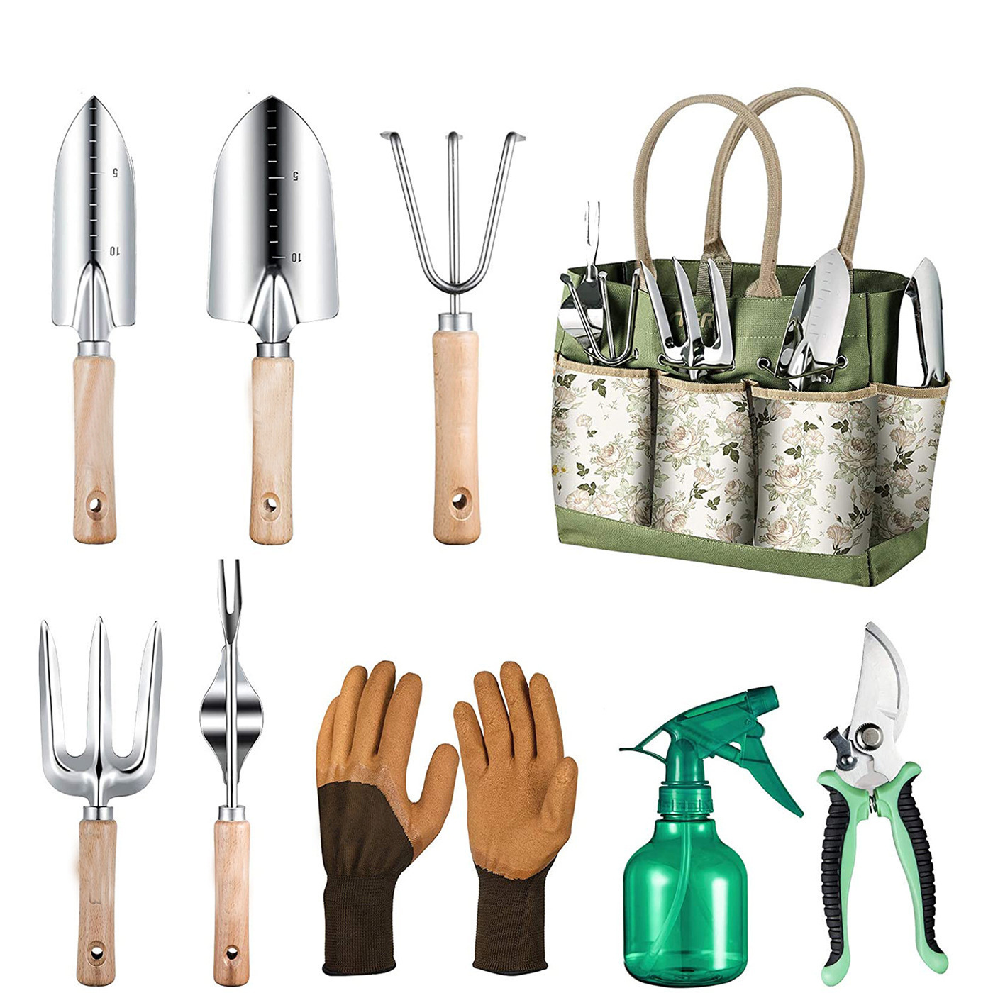 9ピースガーデニングツールセット、頑丈なステンレス鋼製ハンド - Gardening Tools Hand のレビューと価格