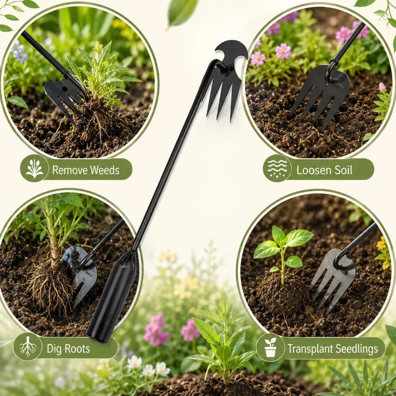 2in1ガーデンレーキ手動種子草根除去ツールプーラーシャベル - Gardening Tools Hoe のレビューと価格