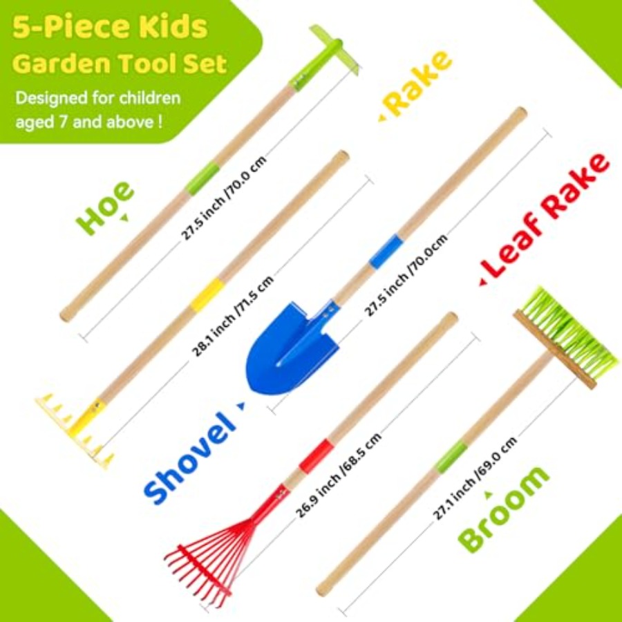 ガーデンツールセット：安全な幼児用サイズの鍬、熊手、シャベル - Gardening Tools For Toddlers のレビューと価格