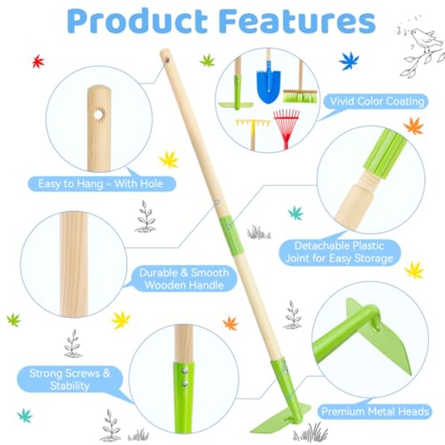 ガーデンツールセット：安全な幼児用サイズの鍬、熊手、シャベル - Gardening Tools For Toddlers のレビューと価格
