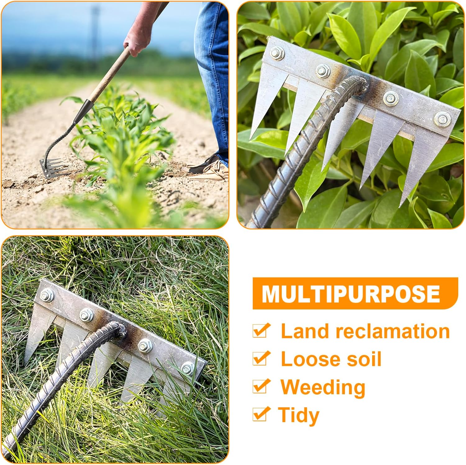 5/6/7/8 歯鉄園芸鍬除草熊手農具把握熊手緩め土壌爪熊手 - Gardening Tools Hoe のレビューと価格
