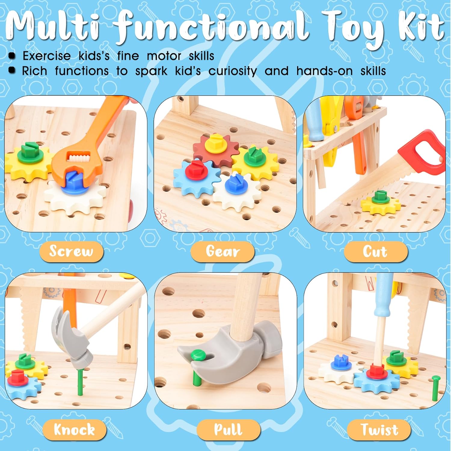 子供用木製ツールベンチ、モンテッソーリ教育ごっこ遊び建設玩具 - Gardening Tools For Toddlers のレビューと価格