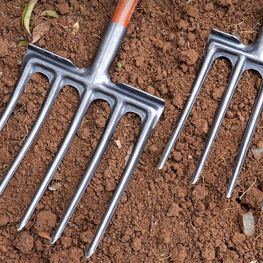 頑丈な高炭素鋼製掘削フォーク 4本爪 耐破損性 ガーデンフォ - Spade Digging Fork のレビューと価格