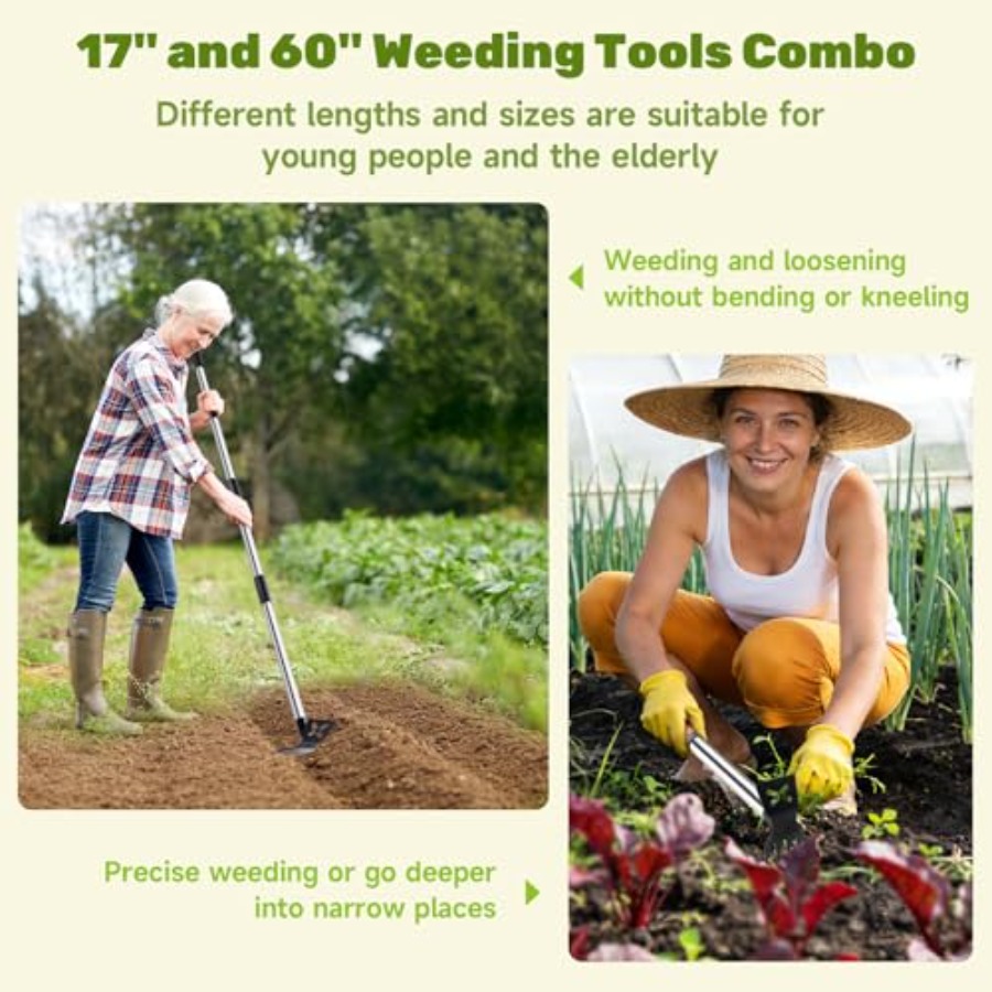 60インチの長柄除草ツールと17インチの除草ツールガーデニン - Gardening Tools Hoe のレビューと価格