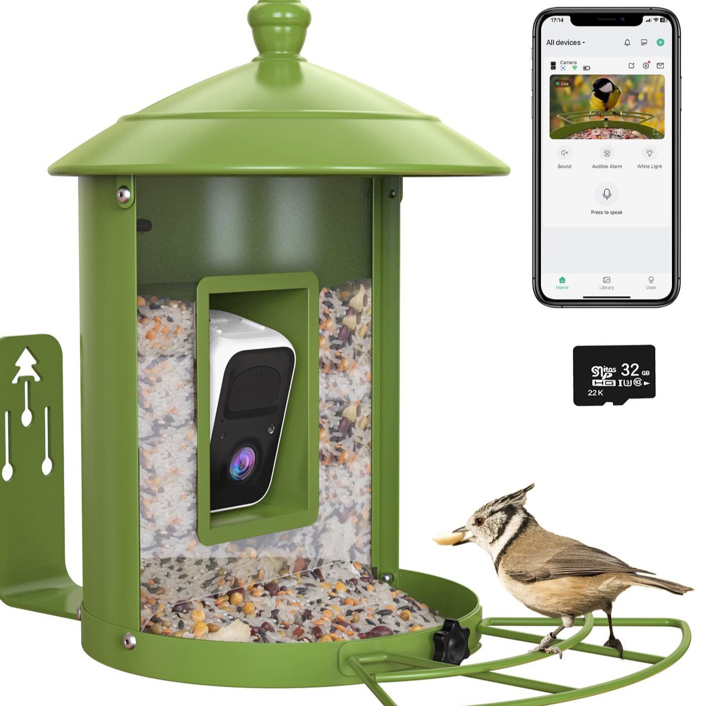 AI搭載のカメラ付きインテリジェントバードフィーダー、屋外庭 - Gardening Tools Definition のレビューと価格
