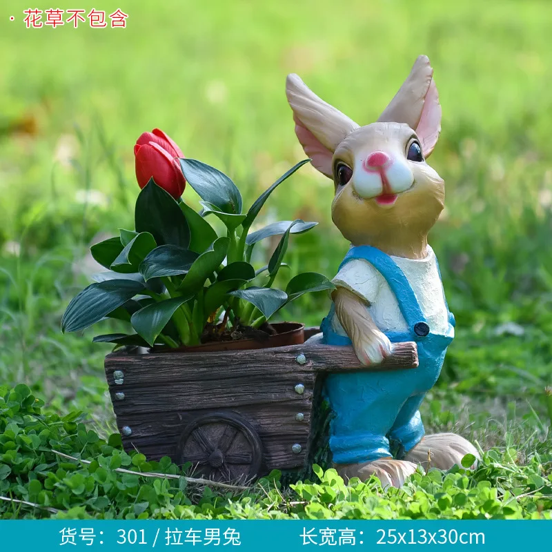 漫画のウサギの植木鉢、水槽、屋外の動物の彫刻、庭の風景、スケ - Gardening Tools Cartoon のレビューと価格